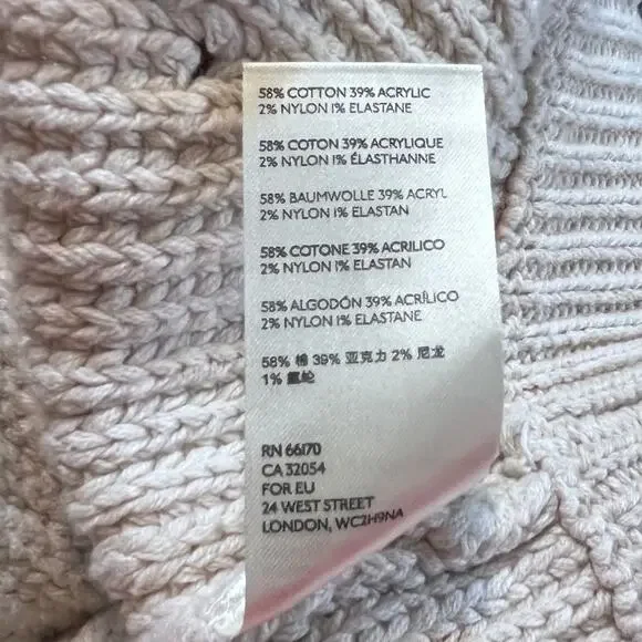 Free People All Day Long Oatmeal Cream Chunky Knit Cropped Sweater M Boho EUC! - Picture 7 of 8